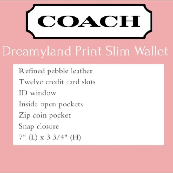 Coach Dreamyland Pastel Floral Print Slim Wallet in Chalk/Gold - Picture 4 of 11